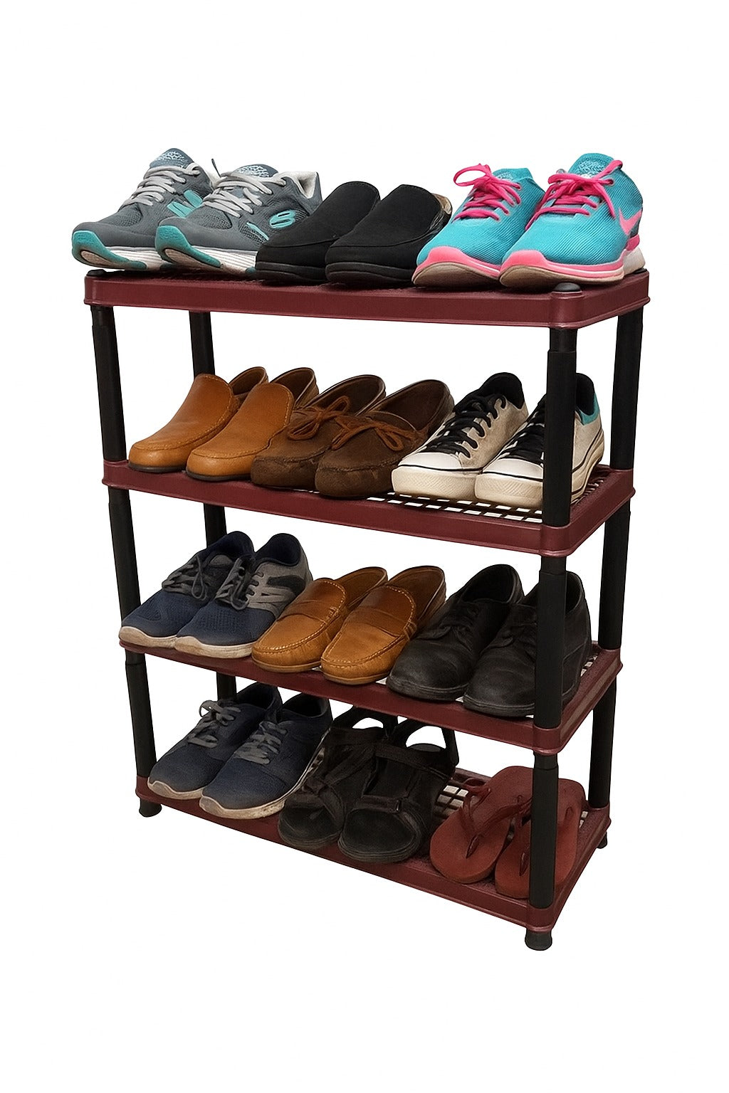 3,4 and 5 Layers Plastic Shoe Rack Kitchen Stand Lightweight Organizer 15 inch Height
