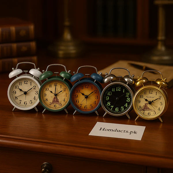 Vintage Metal Twin Bell Alarm Clock – Retro Classic Design, Loud Ringer