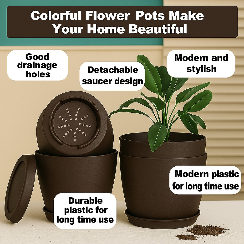Plant Pots Indoor with Drainage Home Décor Flower Pots for Indoor